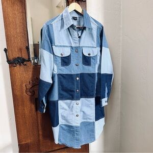 Ashley Taylor Blue Patchwork Trench Coat